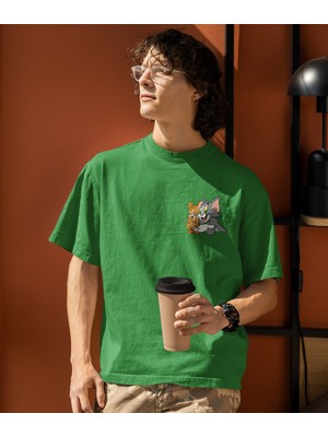 Terzili Giyin Tom ve Jerry Dost Baskılı Unisex T-Shirt