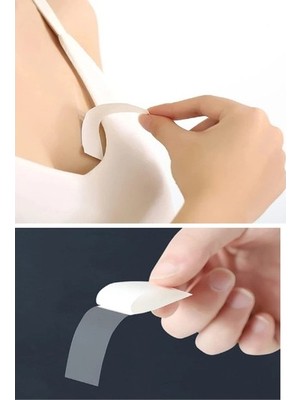 Ozcmax 72 Adet Çift Taraflı Transparan Dekolte Kapatıcı Yapışkan Paça Boyu Düzeltici - Askılı Elbise Bandı