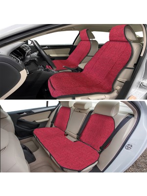 Keten Cepli Araç Ön Arka Koltuk Koruyucu Minder Kılıf | Sırt Dayanmalı 5'li Araba Koltuk Minderi