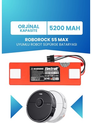 Electroll Roborock S5 Max Uyumlu Batarya (Orjinal Kapasite) 5200MAH Pil Robot Süpürge Batarya Değişimi