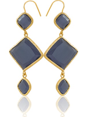 Kadir Jewellery 22 Ayar Altın Kaplama Kadın Sallantılı Küpe -El Işçiliği ve Hipoalerjenik Küpe
