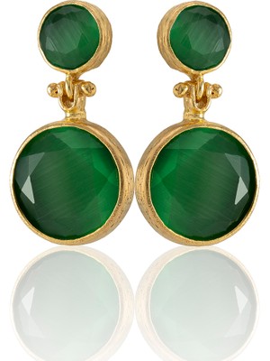 Kadir Jewellery 22 Ayar Altın Kaplama Kadın Taşlı Küpe -El Işçiliği ve Hipoalerjenik Küpe