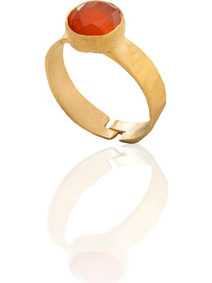 Kadir Jewellery 22 Ayar Altın Kaplama Zirkon Taşlı Kadın Minimal Yüzük