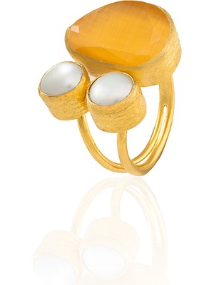 Kadir Jewellery 22 Ayar Altın Kaplama Kadın Zirkon Taşlı Yüzük-El Işçiliği ve Özel Tasarım