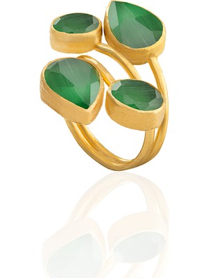 Kadir Jewellery 22 Ayar Altın Kaplama Zirkon Taşlı Kadın Vintage Yüzük