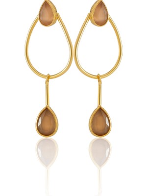 Kadir Jewellery 22 Ayar Altın Kaplama Kadın Sallantılı Küpe -El Işçiliği ve Hipoalerjenik KÜPE-E85