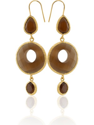 Kadir Jewellery 22 Ayar Altın Kaplama Kadın Sallantılı Küpe -El Işçiliği ve Hipoalerjenik Küpe