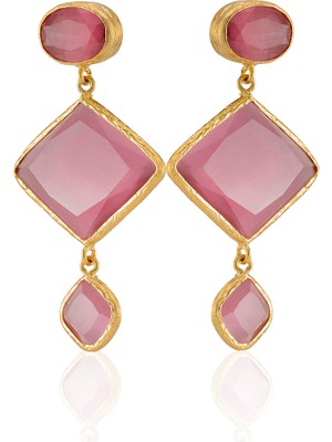 Kadir Jewellery 22 Ayar Altın Kaplama Kadın Sallantılı Küpe -El Işçiliği ve Hipoalerjenik Küpe