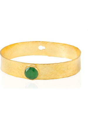 Kadir Jewellery 22 Ayar Altın Kaplama El Işçiliği Zirkon Taşlı Kadın Kelepçe Bilezik