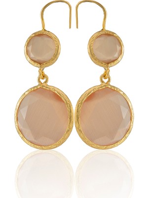 Kadir Jewellery 22 Ayar Altın Kaplama Kadın Taşlı Küpe -El Işçiliği ve Hipoalerjenik Küpe