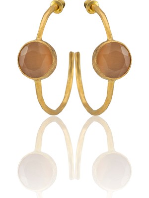 Kadir Jewellery 22 Ayar Altın Kaplama Kadın Taşlı Küpe -El Işçiliği ve Hipoalerjenik Küpe