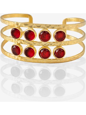 Kadir Jewellery 22 Ayar Altın Kaplama El Işçiliği Zirkon Taşlı Kadın Kaburga Bilezik