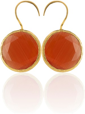 Kadir Jewellery 22 Ayar Altın Kaplama Kadın Taşlı Küpe -El Işçiliği ve Hipoalerjenik Küpe