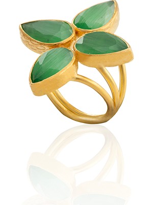 Kadir Jewellery 22 Ayar Altın Kaplama Zirkon Taşlı Kadın Otantik Yüzük