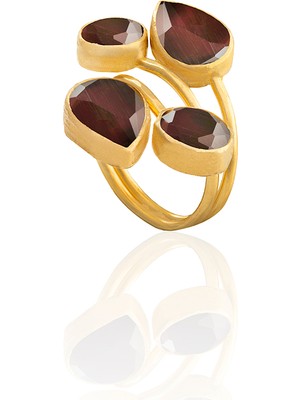 Kadir Jewellery 22 Ayar Altın Kaplama Zirkon Taşlı Kadın Vintage Yüzük