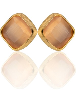 Kadir Jewellery 22 Ayar Altın Kaplama Kadın Minimal Küpe -El Işçiliği ve Hipoalerjenik Küpe