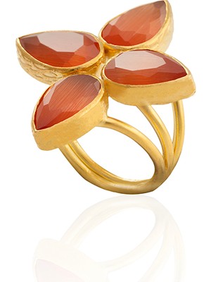 Kadir Jewellery 22 Ayar Altın Kaplama Zirkon Taşlı Kadın Otantik Yüzük