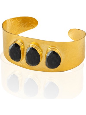 Kadir Jewellery 22 Ayar Altın Kaplama El Işçiliği Zirkon Taşlı Kadın Kelepçe Bilezik