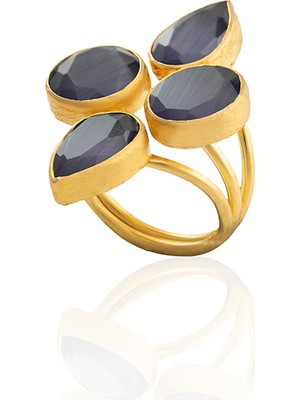 Kadir Jewellery 22 Ayar Altın Kaplama Zirkon Taşlı Kadın Vintage Yüzük