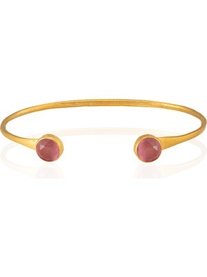 Kadir Jewellery 22 Ayar Altın Kaplama El Işçiliği Zirkon Taşlı Kadın Charm Bileklik