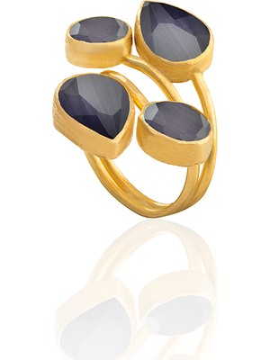 Kadir Jewellery 22 Ayar Altın Kaplama Zirkon Taşlı Kadın Vintage Yüzük