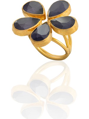 Kadir Jewellery 22 Ayar Altın Kaplama Zirkon Taşlı Kadın Vintage Yüzük