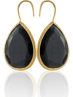 Kadir Jewellery 22 Ayar Altın Kaplama Damla Taşlı Küpe -El Işçiliği ve Hipoalerjenik Küpe