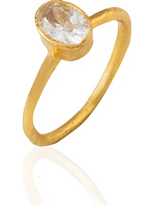Kadir Jewellery 22 Ayar Altın Kaplama Zirkon Taşlı Kadın Minimal Yüzük