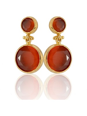 Kadir Jewellery 22 Ayar Altın Kaplama Kadın Taşlı Küpe -El Işçiliği ve Hipoalerjenik Küpe