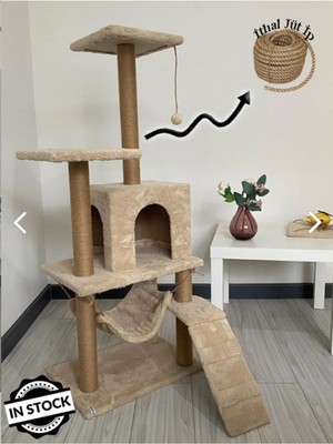 Mediterian Bebek ve Kedi İçin Renkli, Konforlu Yuvalı Tırmalama Evi