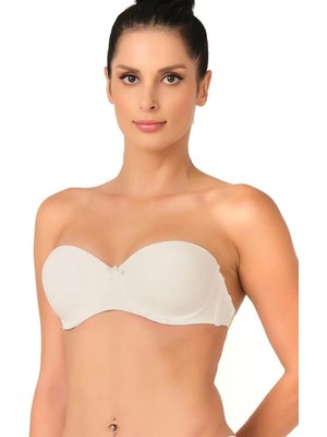 Modlive Ekru Emay 701 Sırtı Şeffaf Straplez Sütyen