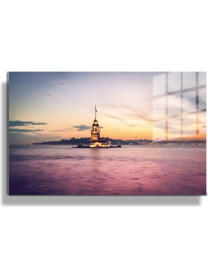 Şehirler ve Manzaralar, Yapay Zeka Destekli, 3D Dekoratif Baskı Yatay Cam Tablo 448