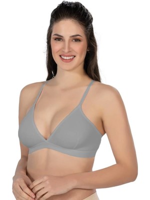 Modlive Gri Emay 2809 Lazer Kesim Yapıştırma Iz Yapmaz Sütyen