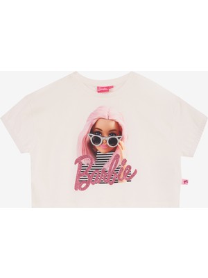 Barbie Baskılı Ekru Kız Çocuk T-Shirt BRB5SG-TST6008