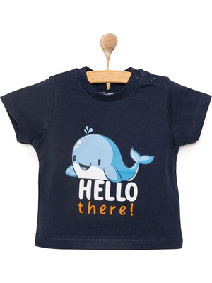 HelloBaby Hellobaby Basic Erkek Hello Balina Baskılı T-Shirt Erkek Bebek