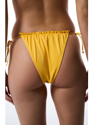 Sarı Super Frill Bağlamalı Düşük Bel Bikini Altı