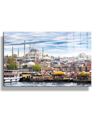 Marsilyan Şehirler ve Manzaralar, Yapay Zeka Destekli, 3D Dekoratif Baskı Yatay Cam Tablo 452