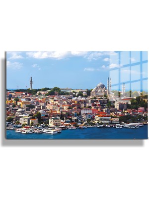 Marsilyan Şehirler ve Manzaralar, Yapay Zeka Destekli, 3D Dekoratif Baskı Yatay Cam Tablo 340