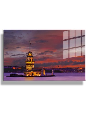 Marsilyan Şehirler ve Manzaralar, Yapay Zeka Destekli, 3D Dekoratif Baskı Yatay Cam Tablo 352
