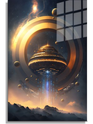 Marsilyan Space/uzay Yapay Zeka Özel Tasarım Cam Tablo Ofis, Mutfak Çocuk Odası, Salon 07