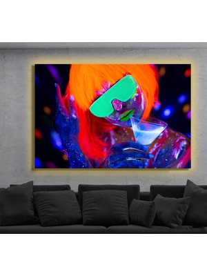 Marsilyan LED Işıklı Kanvas Tablo, 3D Dekoratif Baskılı Tablo Yapay Zeka Destekli Modern Tasarımlar 07