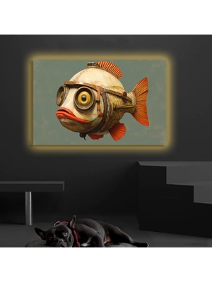 Marsilyan LED Işıklı Kanvas Tablo, 3D Dekoratif Baskılı Tablo Yapay Zeka Desteksli Hayvanlar  272