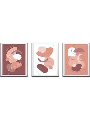 Bohem Tarz Mdf Plastik Çerçeveli 3'lu Dekoratif Tablo 113
