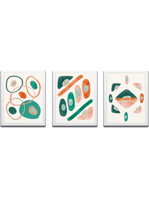 Bohem Tarz Mdf Plastik Çerçeveli 3'lu Dekoratif Tablo 124