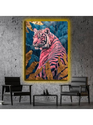 LED Işıklı Kanvas Tablo, 3D Dekoratif Baskılı Tablo Yapay Zeka Desteksli Hayvanlar  507