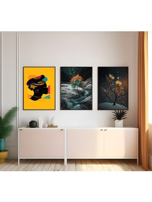 Modern Tarz Mdf Plastik Çerçeveli 3'lu Dekoratif Tablo 147