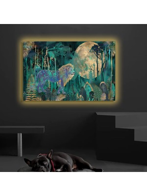 LED Işıklı Kanvas Tablo, 3D Dekoratif Baskılı Tablo Yapay Zeka Desteksli Hayvanlar  330