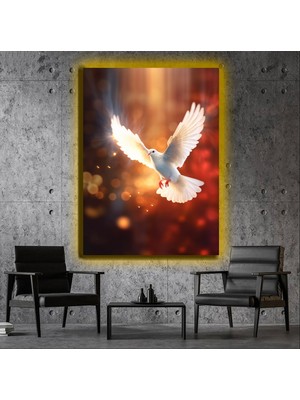 Marsilyan LED Işıklı Kanvas Tablo, 3D Dekoratif Baskılı Tablo Yapay Zeka Desteksli Hayvanlar  559