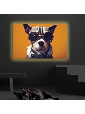 Marsilyan LED Işıklı Kanvas Tablo, 3D Dekoratif Baskılı Tablo Yapay Zeka Desteksli Hayvanlar  06