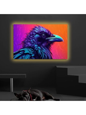 Marsilyan LED Işıklı Kanvas Tablo, 3D Dekoratif Baskılı Tablo Yapay Zeka Desteksli Hayvanlar  149